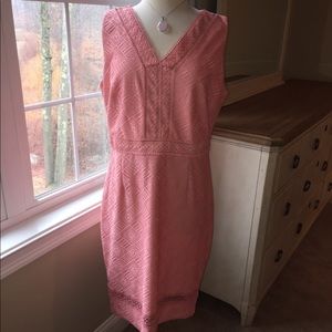 Pink lace midi dress